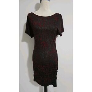Tee Shop Sheer Black Red Short Bodycon Dress Size Small‎ Date Night Leopard